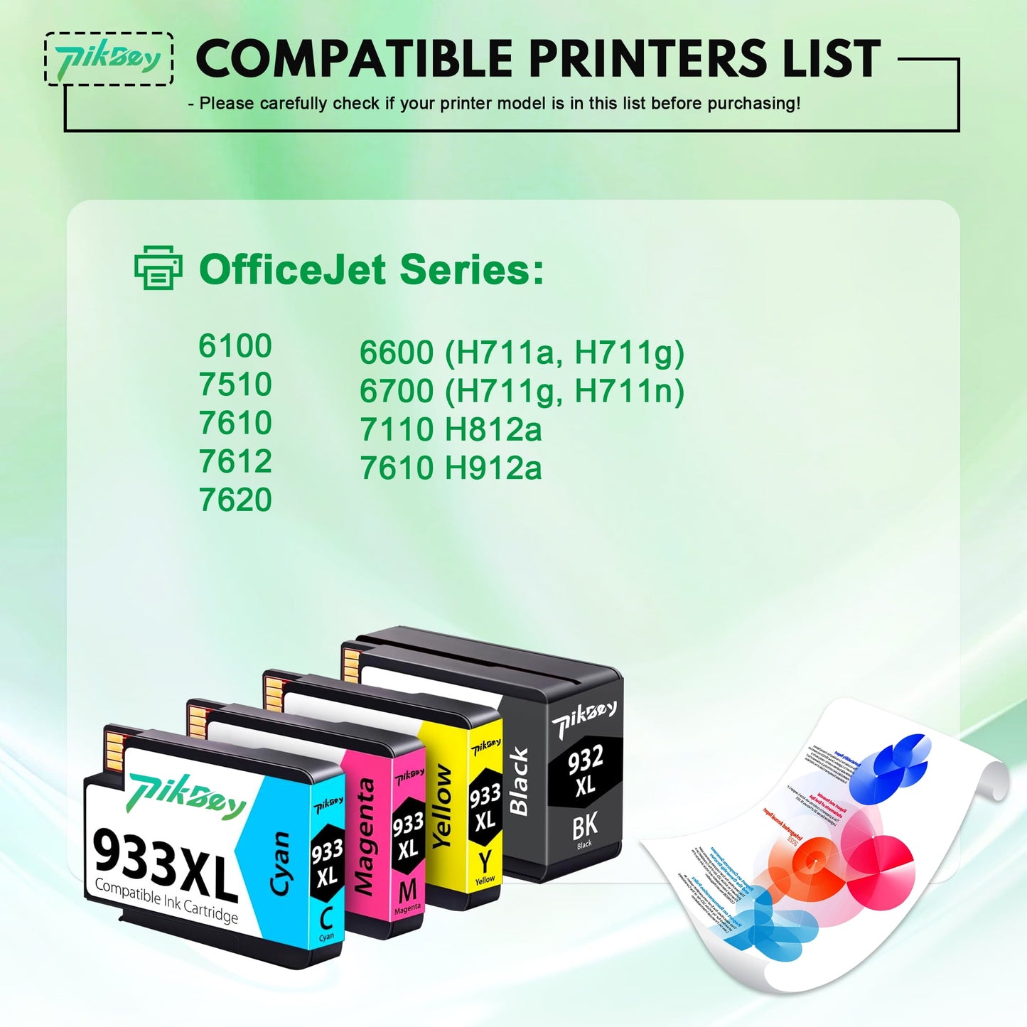 932XL and 933XL Ink Cartridges (4 Pack) - Compatible for HP 932 933 XL Ink Cartridge for Officejet 6100 6600 6700 7110 Printers