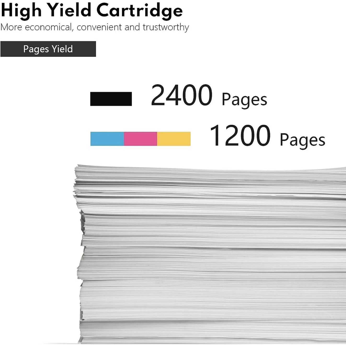 LC20E High Yield Ink Cartridge (4-Pack, 1BK/1C/1M/1Y)Replacement for Brother LC20E Ink MFC-J5920DW