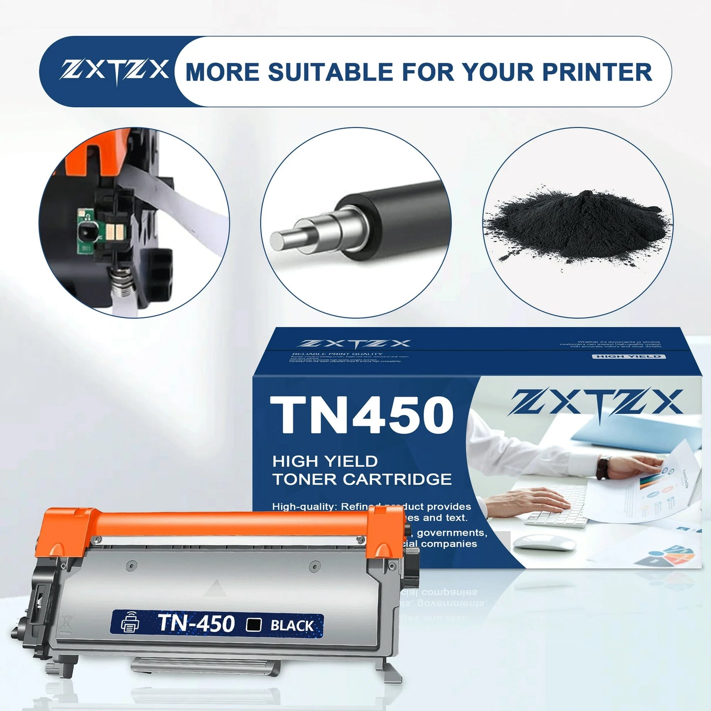 TN450 Toner Compatible for Brother TN450 Toner Cartridges for MFC-7860DW HL-2240 Printer