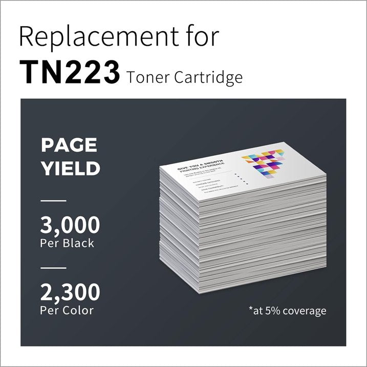 TN223 Toner Cartridge 5PK Compatible for Brother TN223 Toner for HL-L3290CDW MFC-L3770CDW Printer