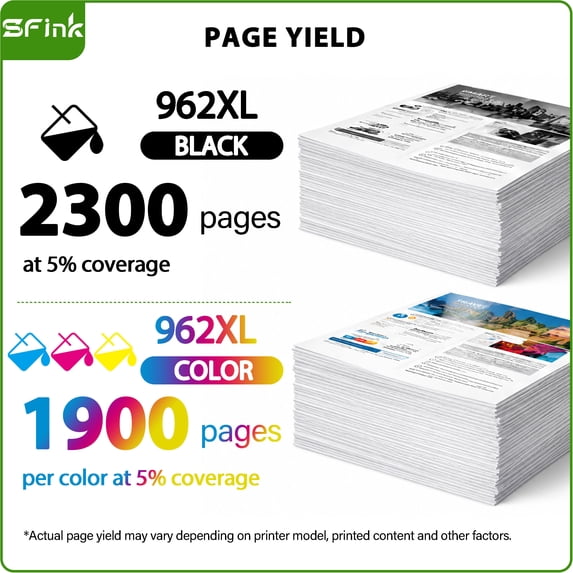 962 XL Ink Cartridge Combo Pack 4 Pack Compatible for HP 962XL Ink 962 High Yield Ink Cartridges for OfficeJet Pro 9010 9025e 9020 9015e Printers