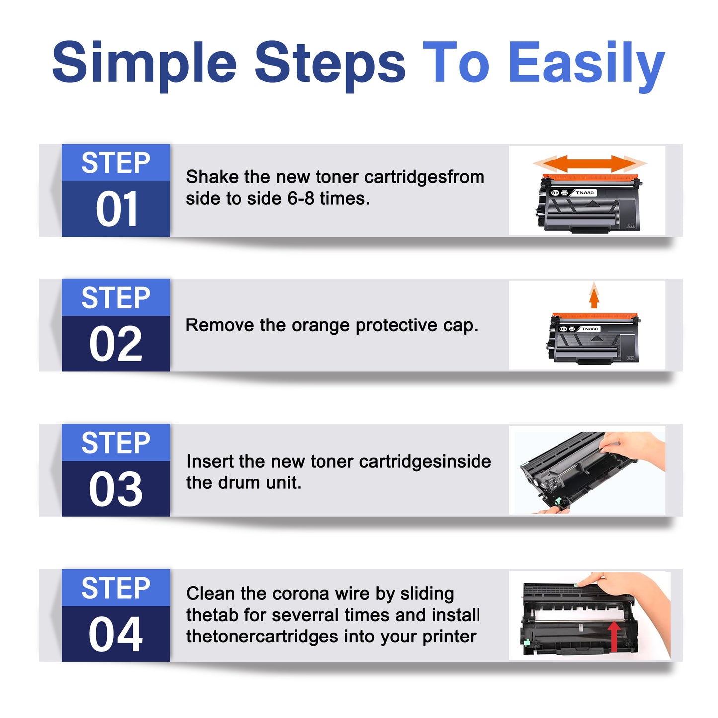 TN880 Toner Cartridge ZXTZX Compatibles for Brother TN-880 Compatibles for HL-L6400DWT MFC-L6700DW Series Printers 4 Pack Black