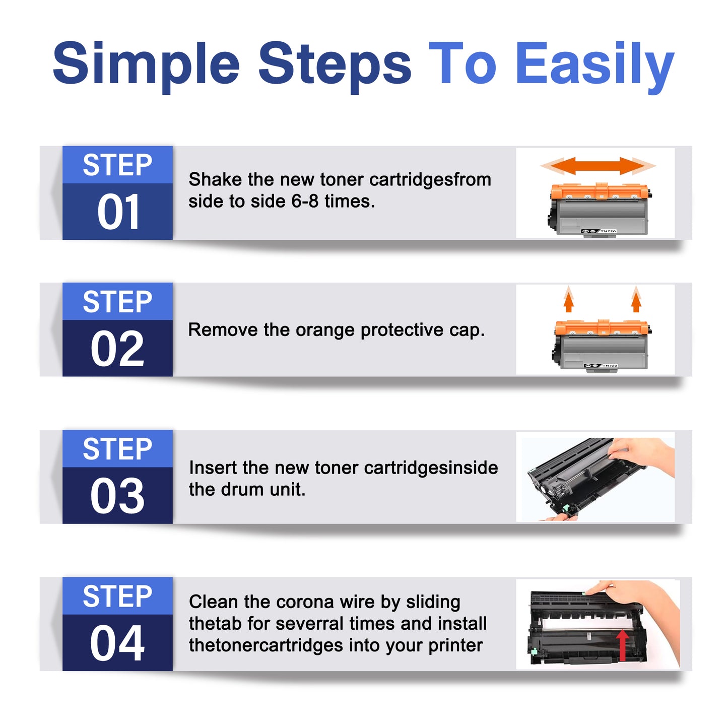 TN720 Toner Cartridges ZXTZX Compatibles for Brother TN720 Toner HL-6180DW MFC-8710DW Series Printers 2 Pack