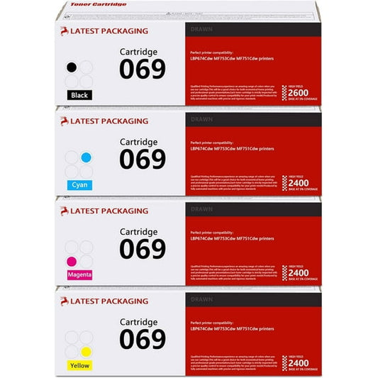 069 CRG-069 Toner Cartridge [4-Pack, 1BK+1C+1M+1Y]: Replacement for Canon 5094C001 5093C001 5092C001 5091C001 LBP674Cdw MF751Cdw Printer