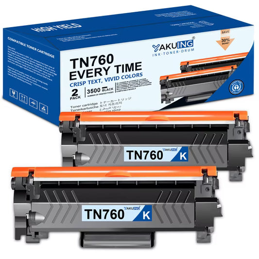 TN760 TN730 Toner Cartridge Compatible for Brother TN 760 TN 730 TN-730 TN-760 Toner HL-L2325DW L2350DW L2370DW L2395DW MFC-L2690DW DCP-L2550DW High Yield 2 Black TN760