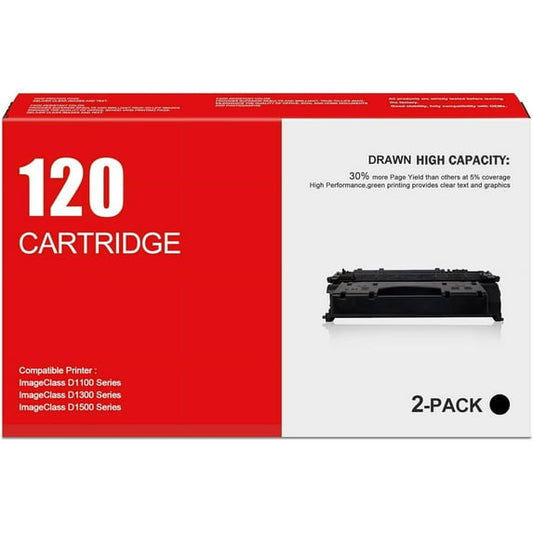 120 Black Toner Cartridge 2 Pack Toner Cartridge Replacement for Canon ImageClass D1100 D1300 D1500 Series i-Sensys MF6680 Printers | 2617B001