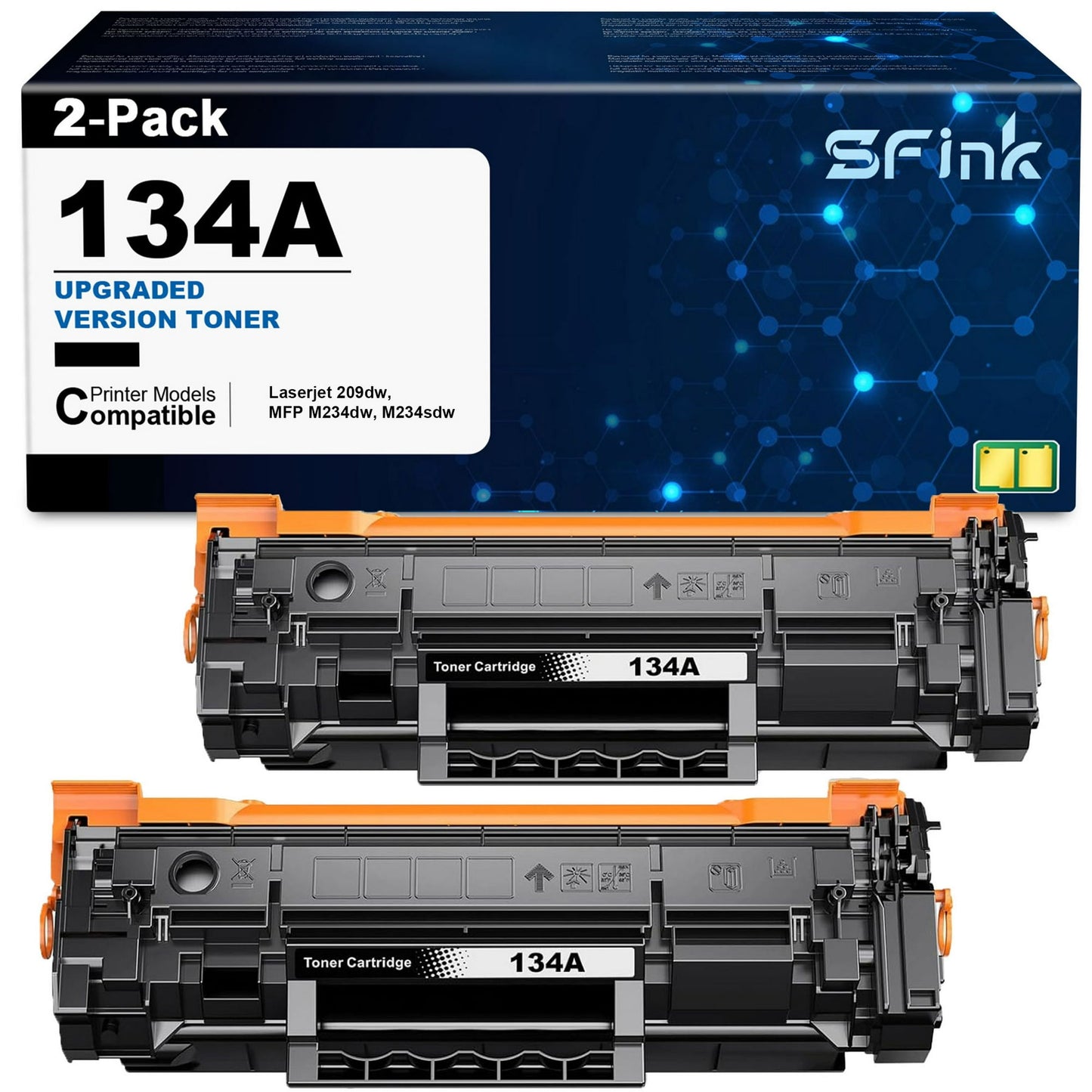 134A Toner Cartridges (with Chip) 2 Pack Black Compatible for HP 134A 134X W1340A W1340X Toner Cartridges for Laserjet 209dw, MFP M234dw, M234sdw Printer