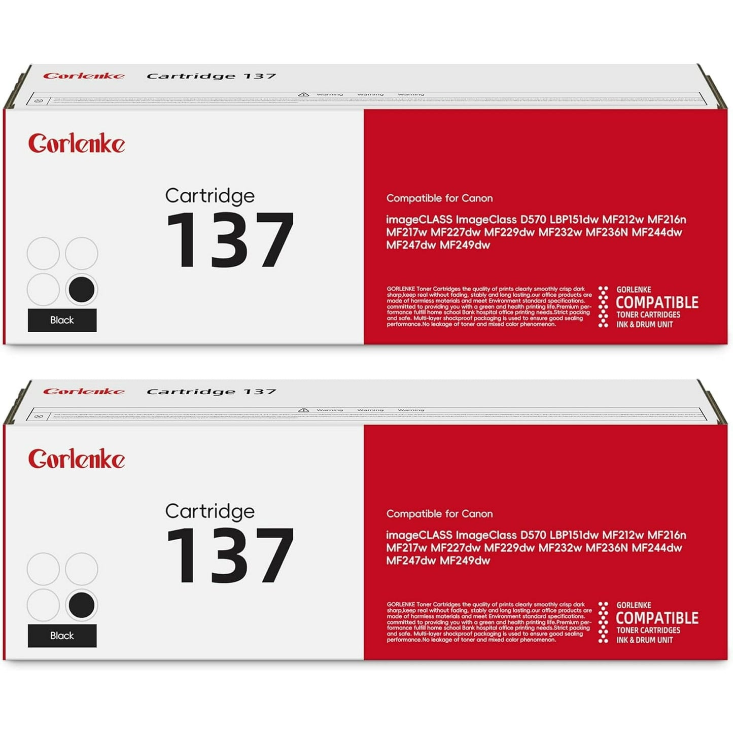 137 Toner Cartridge 137 Black CRG137 Replacement for Canon 137 Toner ImageCLASS mf212w mf216n mf217w mf227dw mf229dw mf232w mf236n mf247dw mf244dw mf249dw Printer Ink 2-Pack, 9435B001