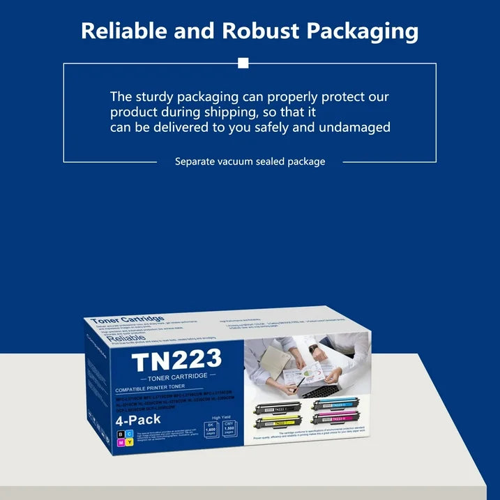 TN223 4 Pack Toner Cartridge High Yield Replacement for Brother MFC-L3770CDW Printer, Black Cyan Magenta Yellow