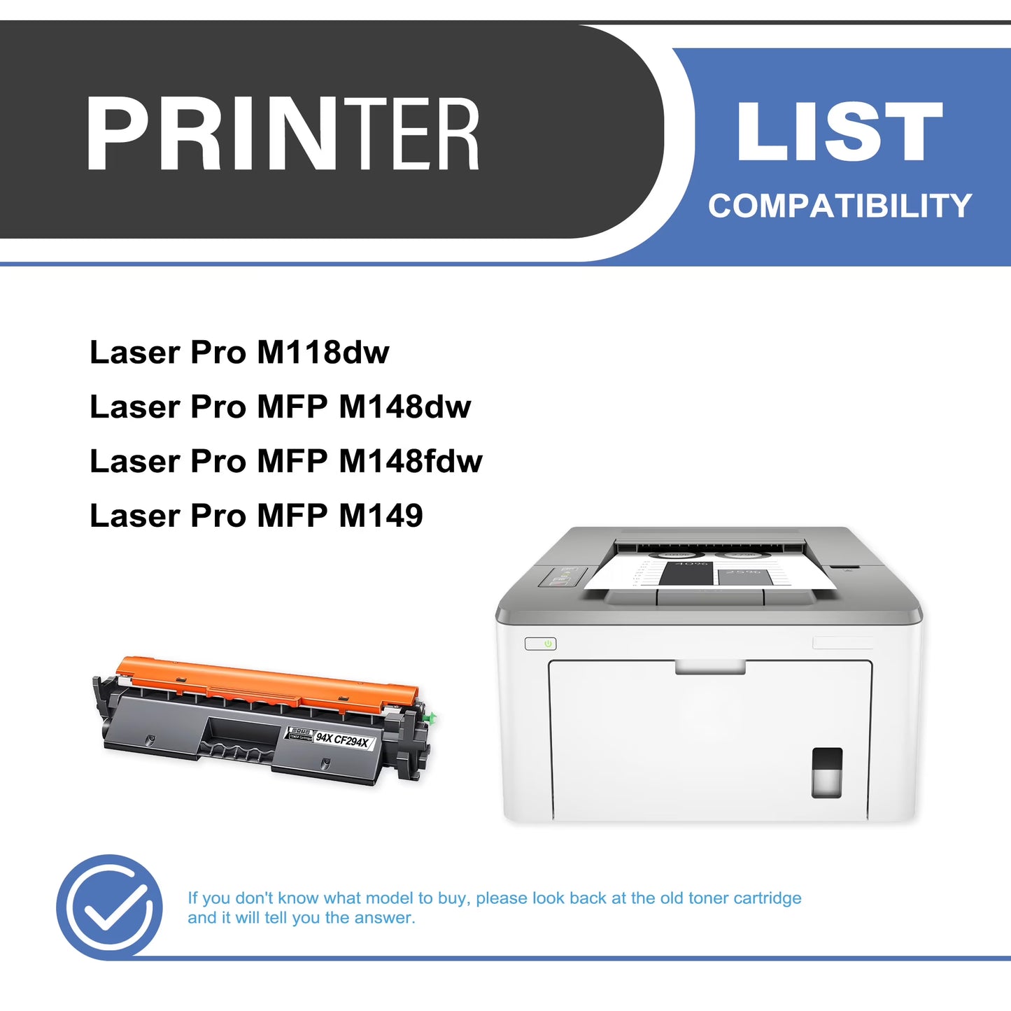 94X CF294X Toner Cartridge Black 2-Pack Compatible for 94X CF294X Toner Cartridges for Laser Pro M118, MFP M148, MFP M149 Series Printer