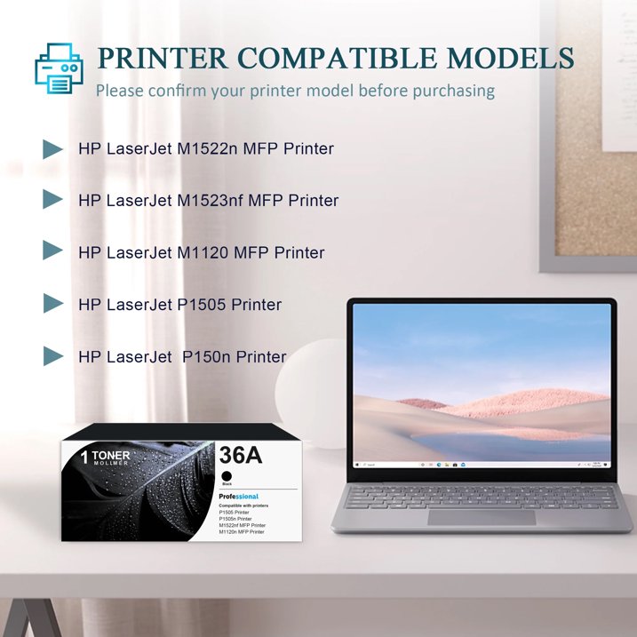 36A CB436A Toner Cartridge Compatible for 36A CB436A Black Toner Cartridge for M1522n Printer