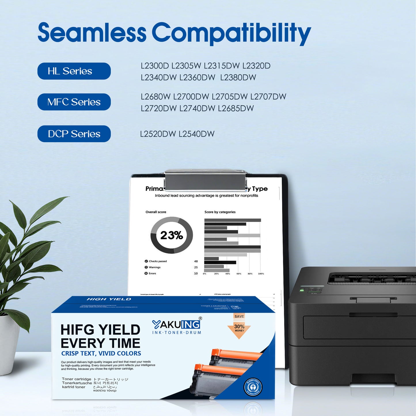 TN-630 TN630 Toner Cartridge Compatible for Brother TN630 High Yield Black Works with HL-L2360DW L2380DW DCP-L2540DW MFC-L2685DW L2707DW ( 4 Black )