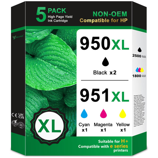 950XL and 951XL Ink Cartridge Combo Pack Compatible for HP 950 XL 951 XL Ink Cartridge for OfficeJet Pro 8600 8610 8615 8100 8630 8660 276DW Printers (2 Black, 1 Cyan, 1 Magenta, 1 Yellow)