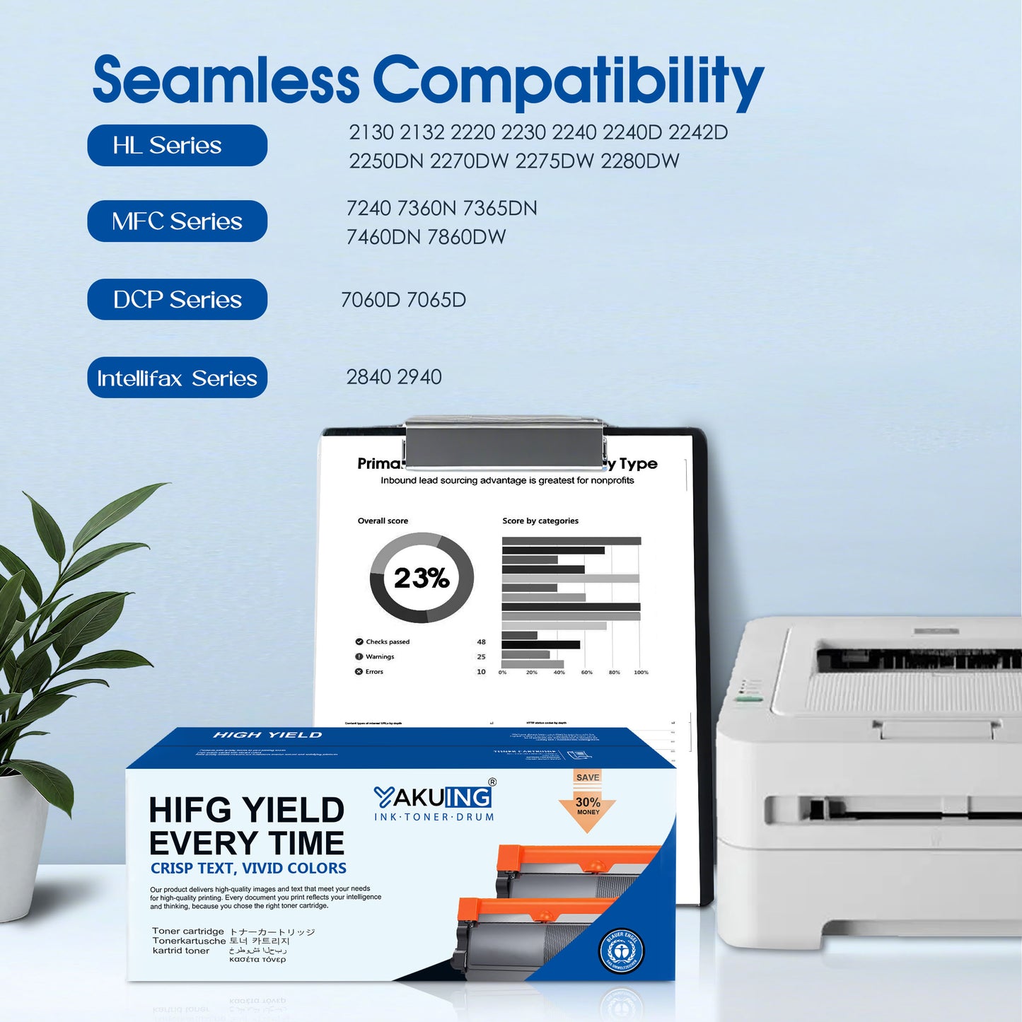 TN420 TN-420 Toner Cartridge Compatible for Brother TN-420 High Yield Black Works with DCP-7065D Intellifax-2890 HL-2240D 2242D [ 2-Pack ]