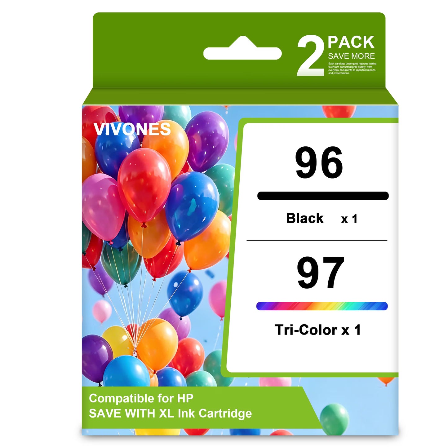 96 97 Ink Cartridges Combo Pack Compatible for 96 and 97 Ink Cartridge Work with Office Jet 7210 7210v Deskjet 5740 5740xi Photosmart 2605 2608 Printers (1 Black /1 Tri-Color)