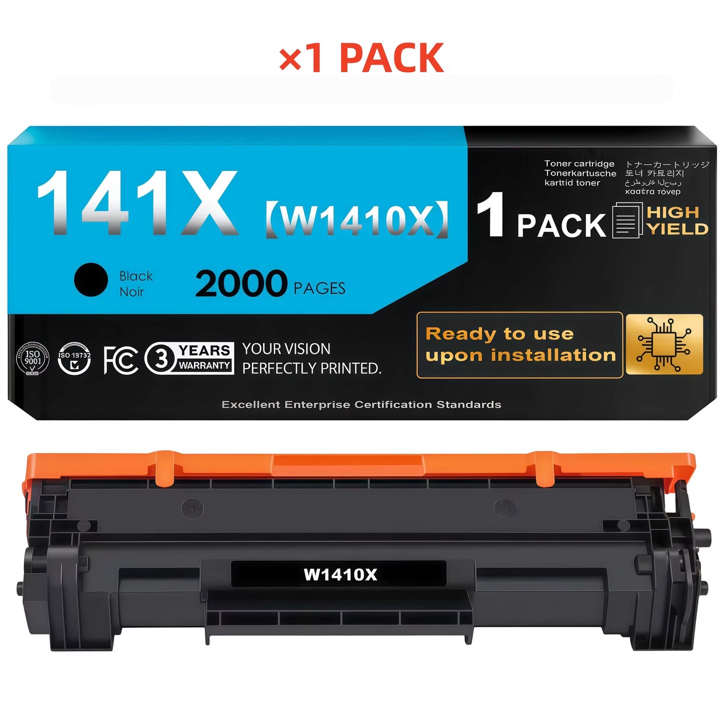 141X Toner Cartridge Black (With Chip) Compatible for 141X W1410X for MFP M140w M139w M110w Printer Ink (1 Pack)