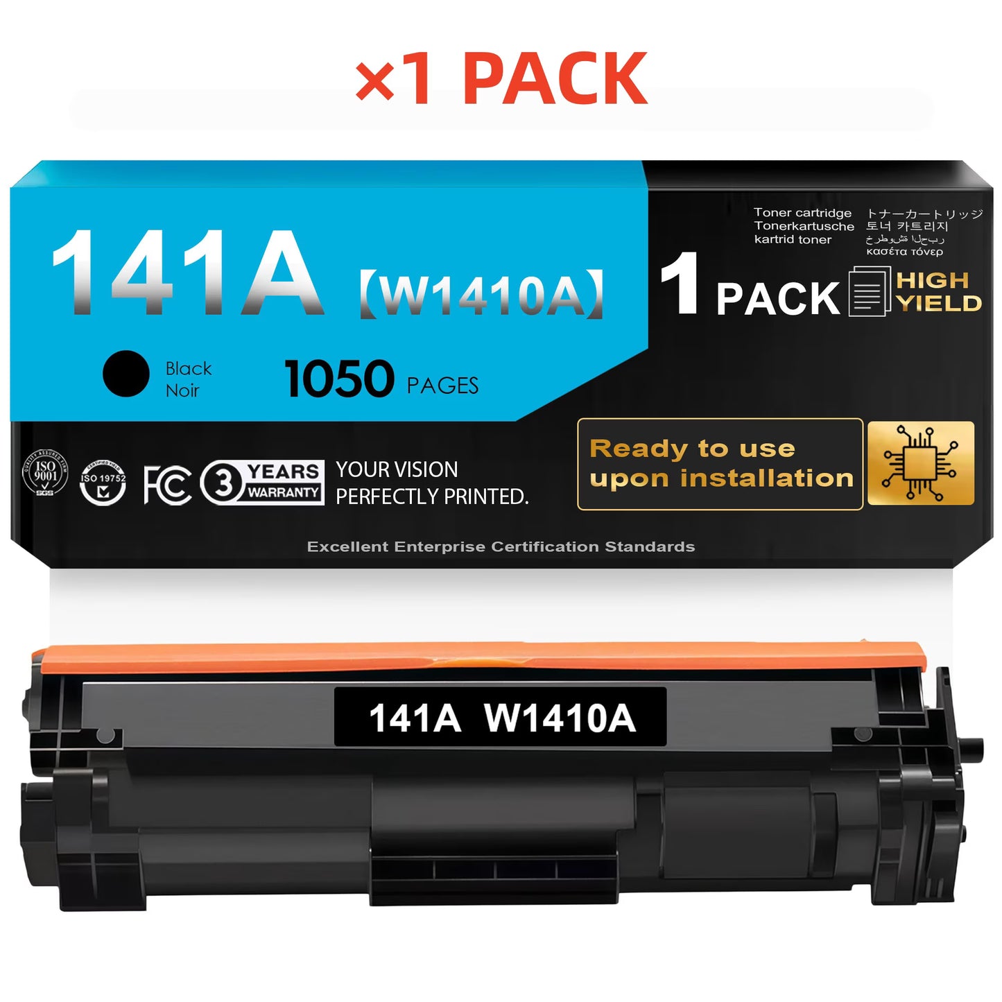 141A Toner Cartridge Black (With Chip) Compatible for 141A W1410A for MFP M140w M139w M110w Printer Ink (1 Pack)