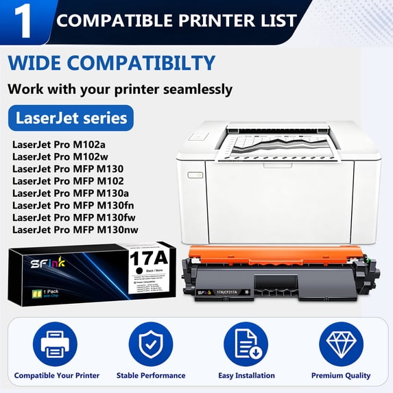 17A CF217A 1 Pack Toner Cartridges Compatible for HP17A for Laser Pro M102 Series; Laser Pro MFP M130 Series Printers (Black)