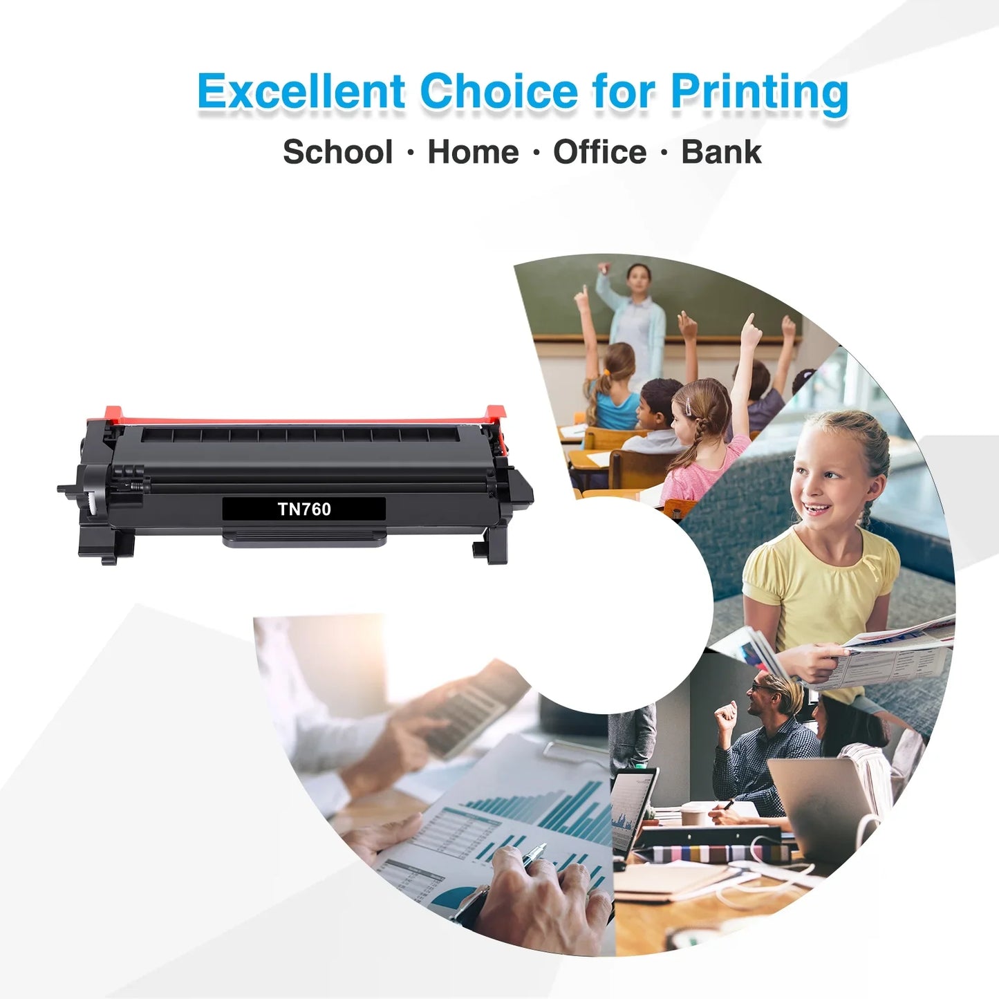 TN760 Toner Cartridge Compatible for Brother TN760 TN-760 TN730 TN770 HL-L2350DW HL-L2370DW MFC-L2750DW MFC-L2710DW MFC-L2730DW DCP-L2550DW Printer Ink (Black 1-Pack)