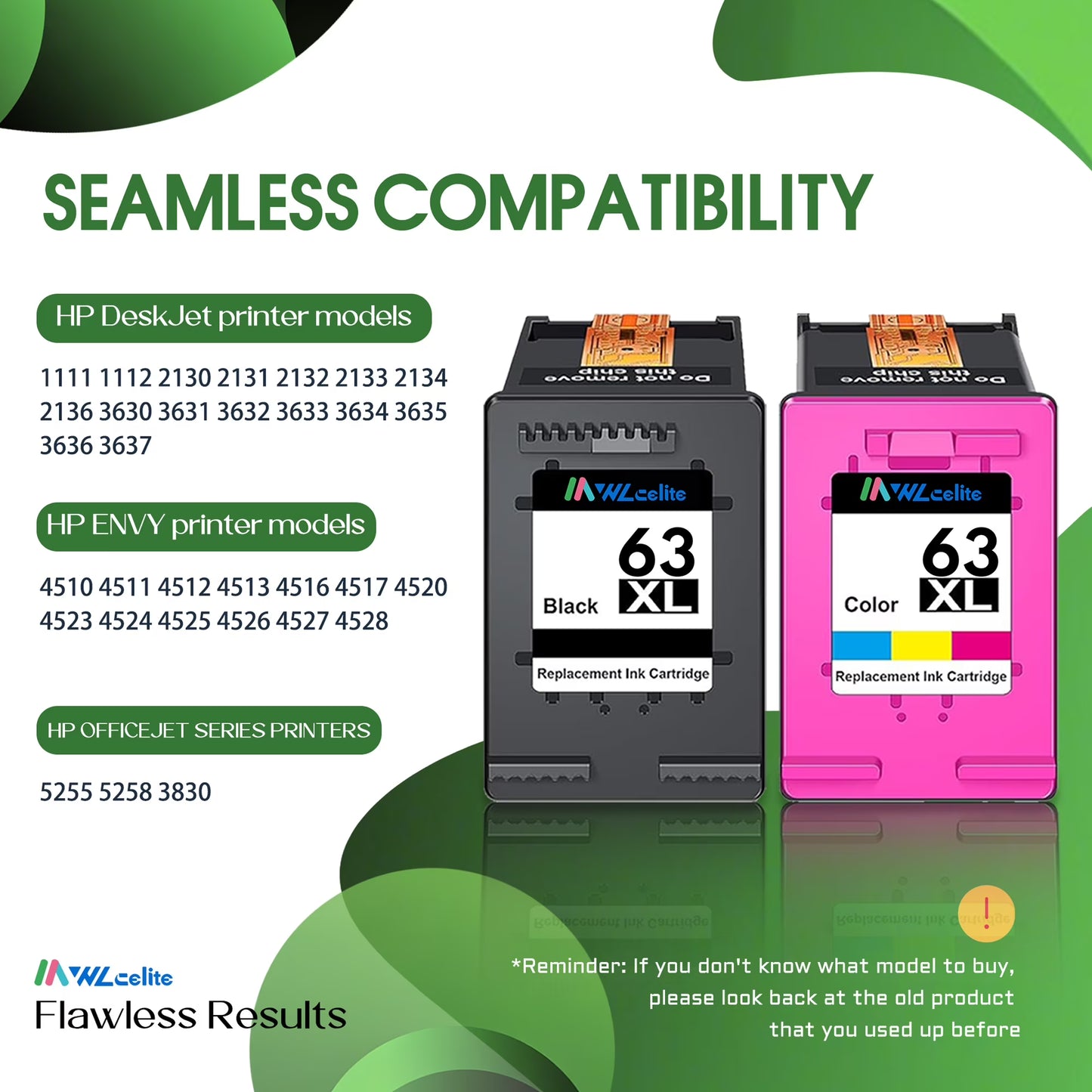 63XL Ink Cartridge Compatible for 63 Ink Cartridges for Officejet 3830 45200 5255 Deskjet 1112 3630 Printer( Black Tri-Color)