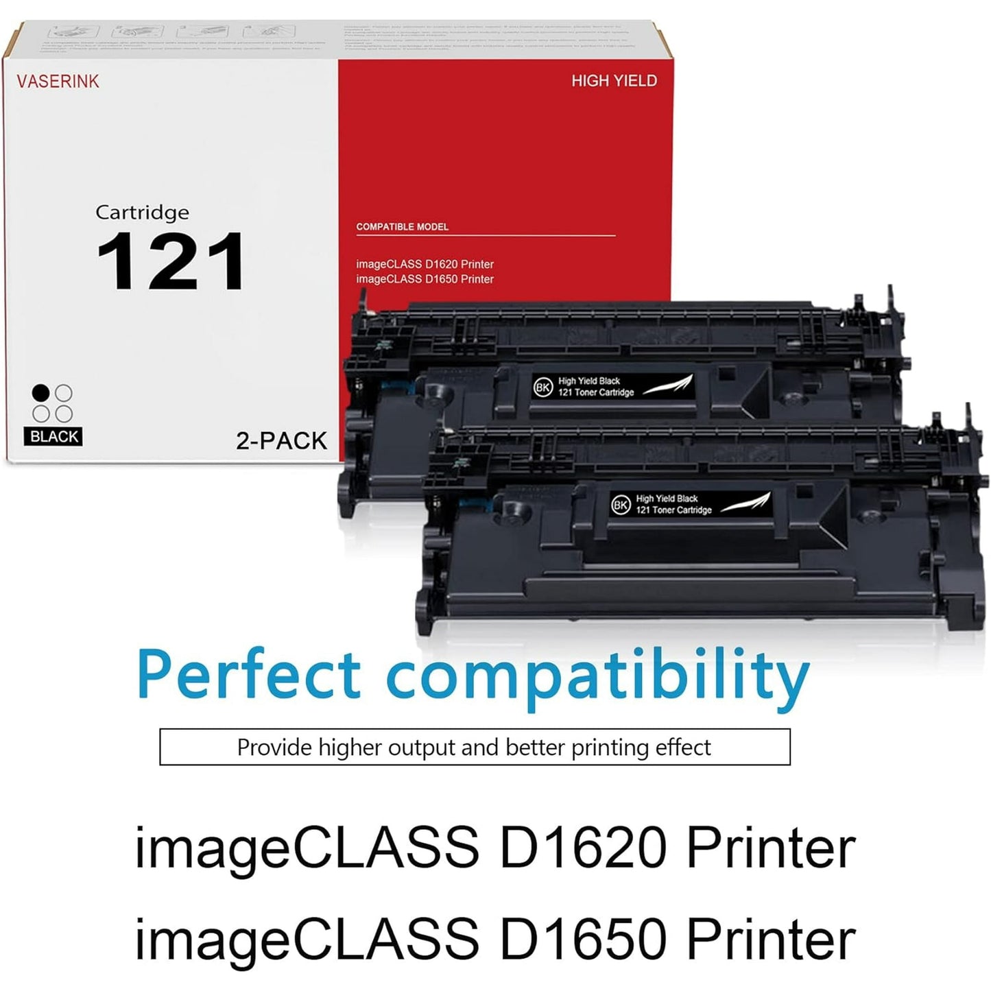 121 High Yield Toner Cartridge Black (3252C001) 2Black CRG121 121 Toner Cartridge Replacement for Canon 121 ImageCLASS D1620 D1650 Printer