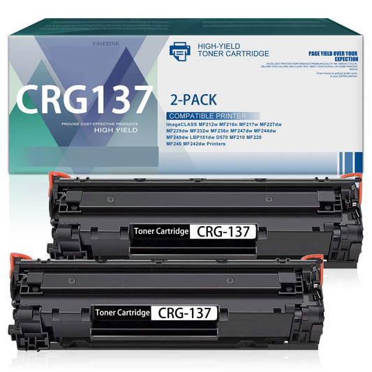 2 Pack C137 CRG137 CRG 137 Toner Cartridge Replacement for Canon 137 Toner ImageClass MF216n MF227dw MF229DW MF212W D570 Printer, Black