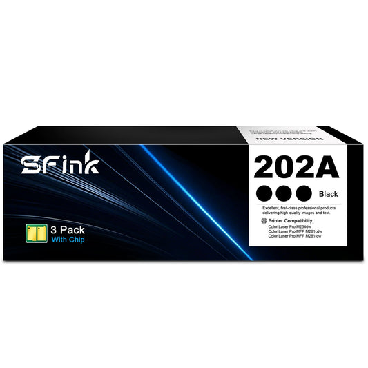 202A CF500A Toner Cartridge 3-Pack Black Compatible for HP 202A CF500A Toner Cartridge for Laserjet Pro MFP M281fdw M281cdw M254dw M254nw M281fdn M280nw M254dn Printer