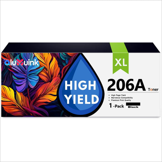 206A Toner Cartridge 1 Pack Compatible for HP 206A W2110A Black Toner Cartridges for Color Laser Pro M255; Color Laser Pro MFP M282, M283 Series Printers