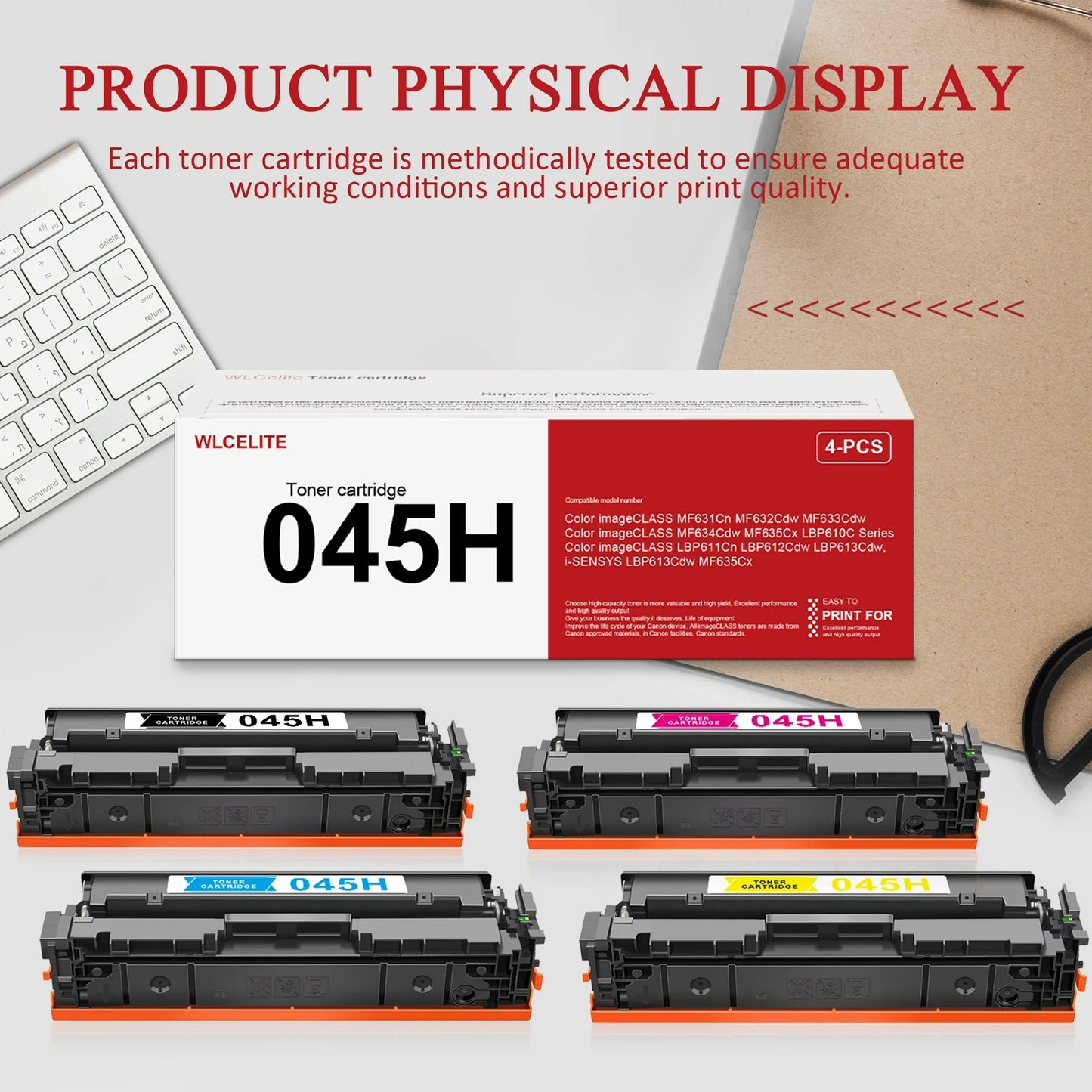 045H Toner Compatible for Canon 045H Toner Cartridge For MF632Cdw LBP612CDW 4 Pack（Black Cyan Magenta Yellow）