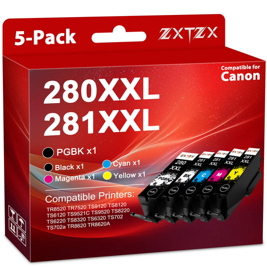 280XXL 281XXL Ink Cartridges Compatible for Canon 280 and 281 Ink Work for Pixma TR8520 TR8620a TS8120 TS9120 Ink