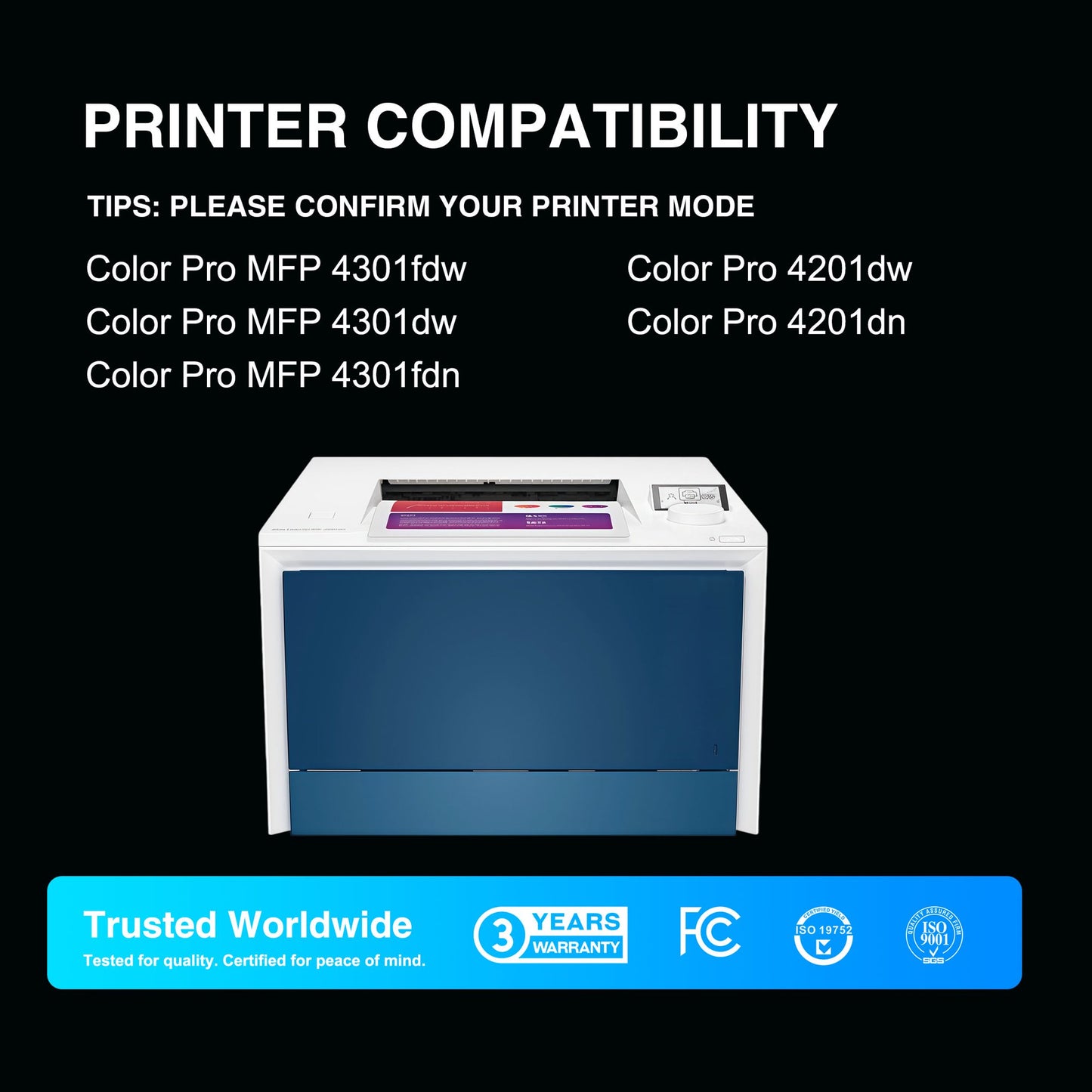 210X Toner Cartridges (with Chip) Compatible for 210X W2100X W2101X W2102X W2103X Color Laser Jet Pro MFP 4301fdw Toner, MFP Pro 4301fdn 4201dw 4201dn 4301 4201 Series Printer (4 Pack)
