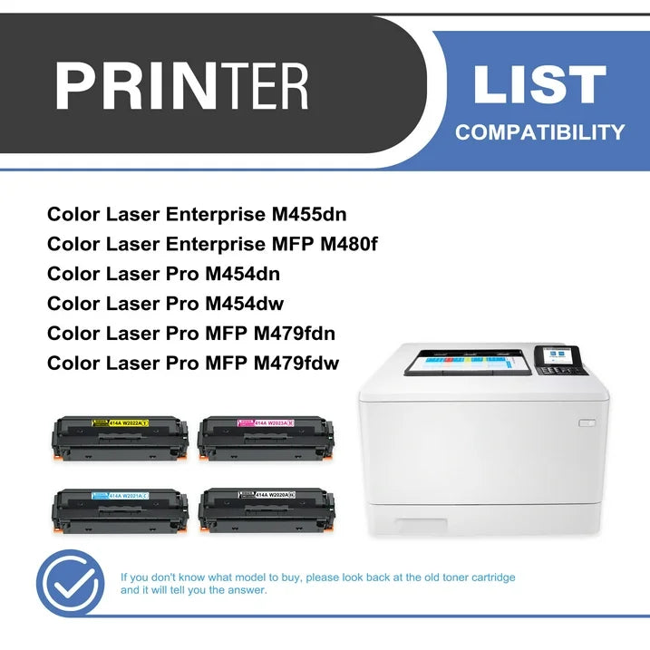 414A Toner Cartridge 4-Pack Compatible for HP 414A W2020A Toner Cartridges for Color Laser Enterprise M455dn, MFP M480f; Color Laser Pro M454, MFP M479 Series Printer (Black, Cyan, Magenta, Yellow)