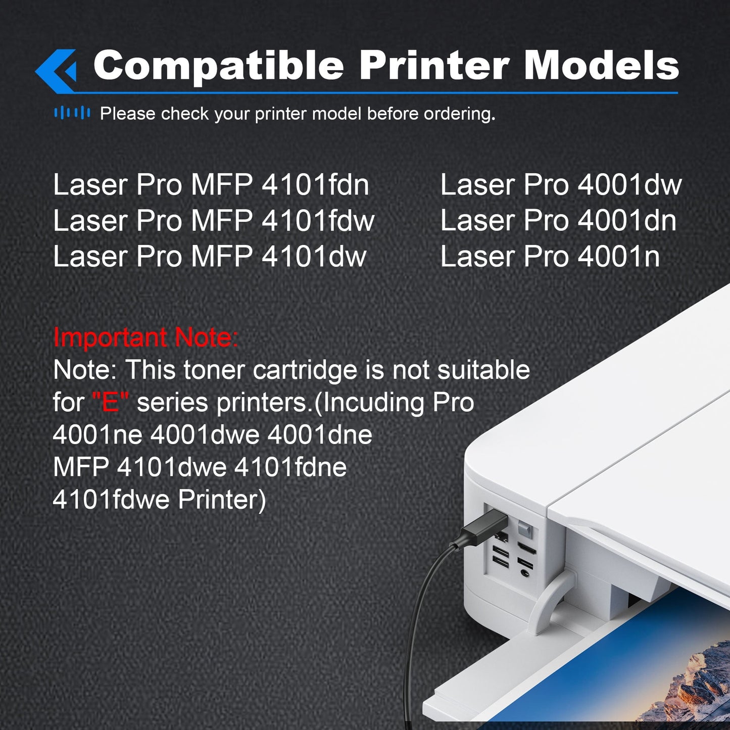 148X Black Toner Cartridge (with Chip) Compatible for HP 148X W1480X 148A W1480A for Laserjet Pro 4001dw 4001dn 4001n MFP 4101fdw 4101fdn Printer (1-Pack)