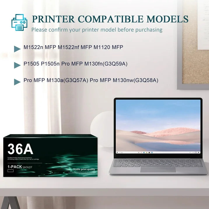 36A CB436A Toner Cartridge Black Compatible for HP CB436A Toner M1522n MFP P1505 P1505n Printer