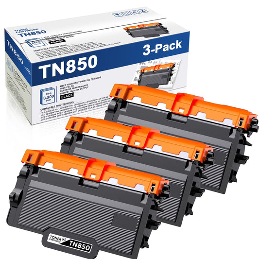 3 PK TN850 Toner Cartridge Replacement for Brother TN850 820 Toner HL-L5200DW MFC-L6800DW L6900DW