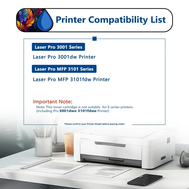 138A Toner Cartridge 1 Pack Compatible for HP 138A W1380A Black Toner Cartridges for Laser Pro 3001, MFP 3101 Series Printers