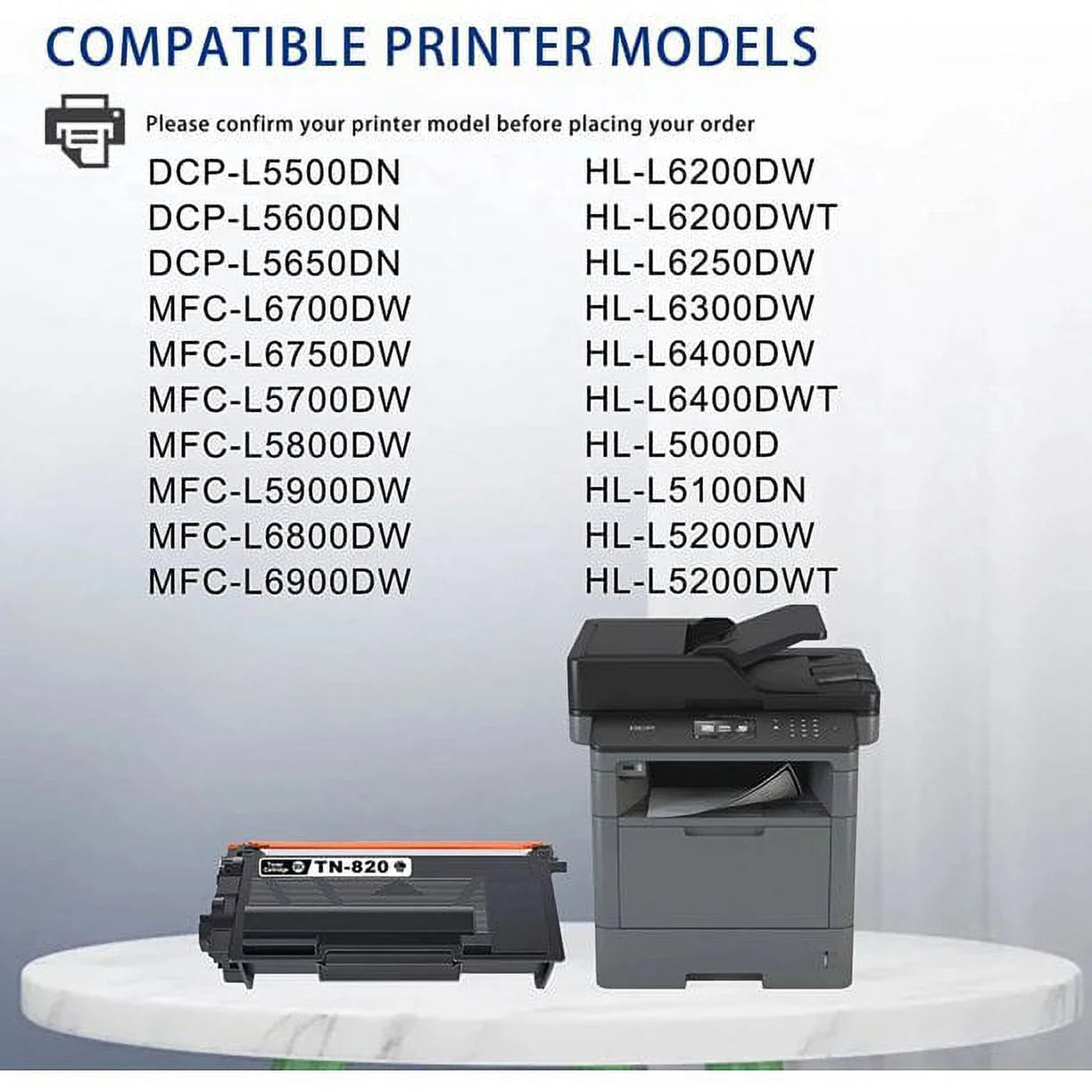 TN820 Toner Cartridge Replacement for Brother TN820 Toner Compatible for DCP-L5500DN Printer(2PK).