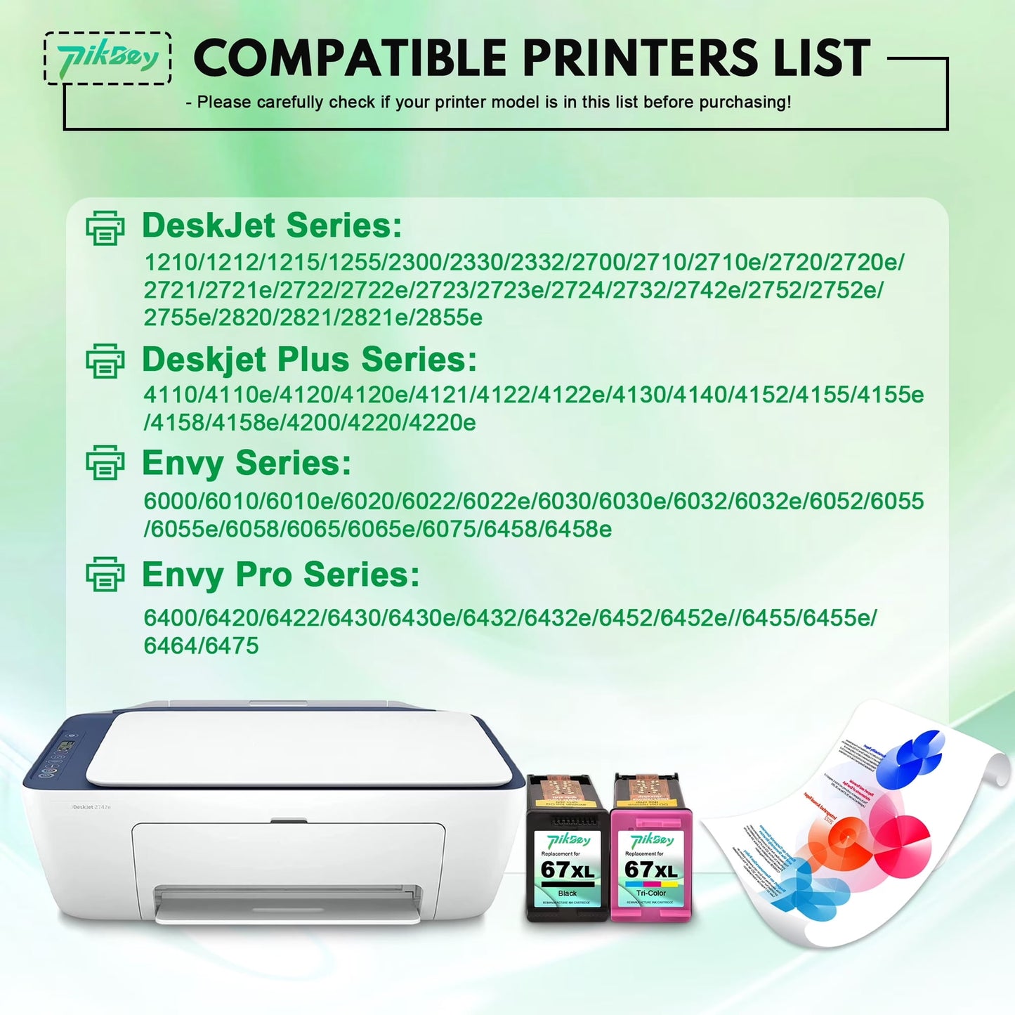 67XL Ink Compatible for HP 67 Ink Cartridges for 67 XL Cartridge Printers (2 Pack)