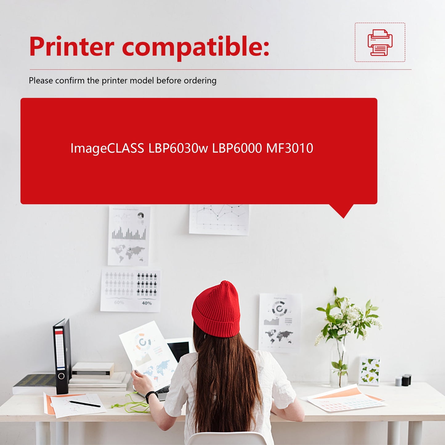 125 Toner Cartridge : CRG-125 Toner Replacement for Canon ImageCLASS LBP6030w LBP6000 MF3010 Printer, 1 Black