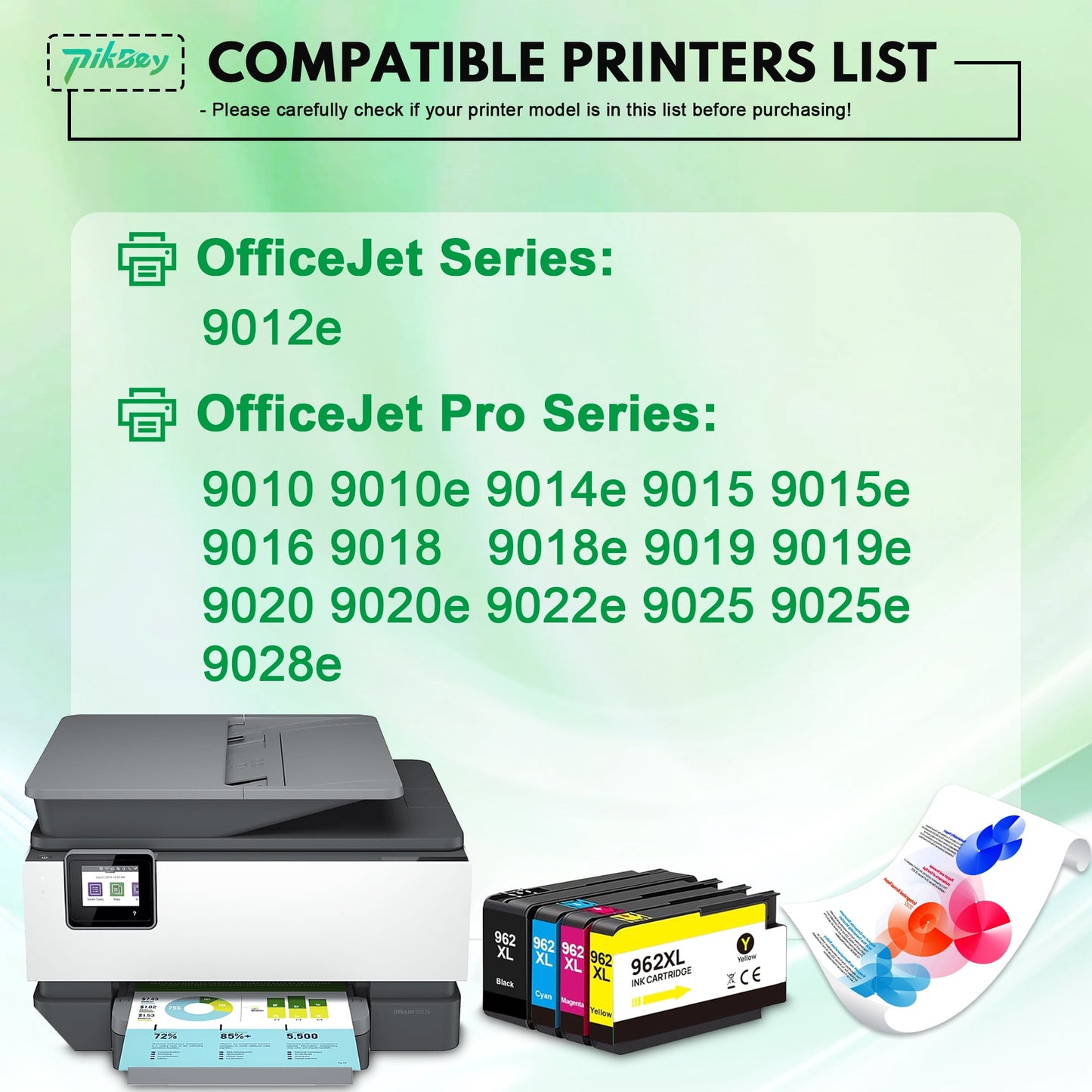 962 XL 962XL Ink Cartridges Combo Pack (4 Pack) - Compatible for HP 962 Ink Cartridges, Works with 962XL Cartridge Printers