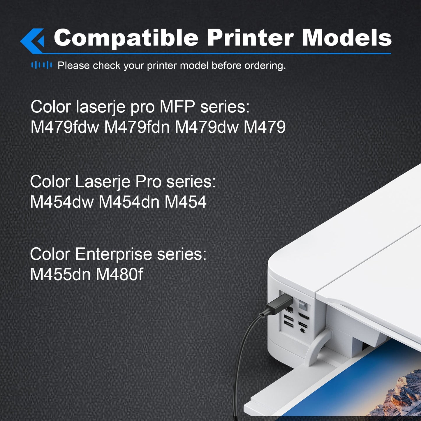 414A W2020A Toner Cartridges (with Chip) Compatible for HP 414A 414X Toner Cartridge for Color Laserjet Pro MFP M479fdw M479fdn M479dw M454dw M454dn M479 Printer Ink (1BK)