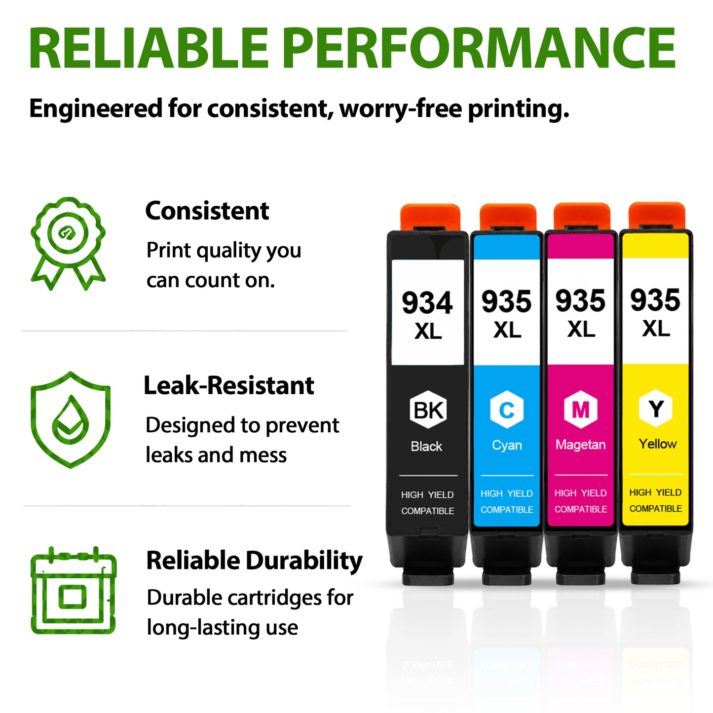 934XL 935XL Ink Cartridges Combo Pack Compatible for 934 935 Ink Cartridges Works with OfficeJet Pro 6230 6830 6835 6836 Printers (4-Pack)