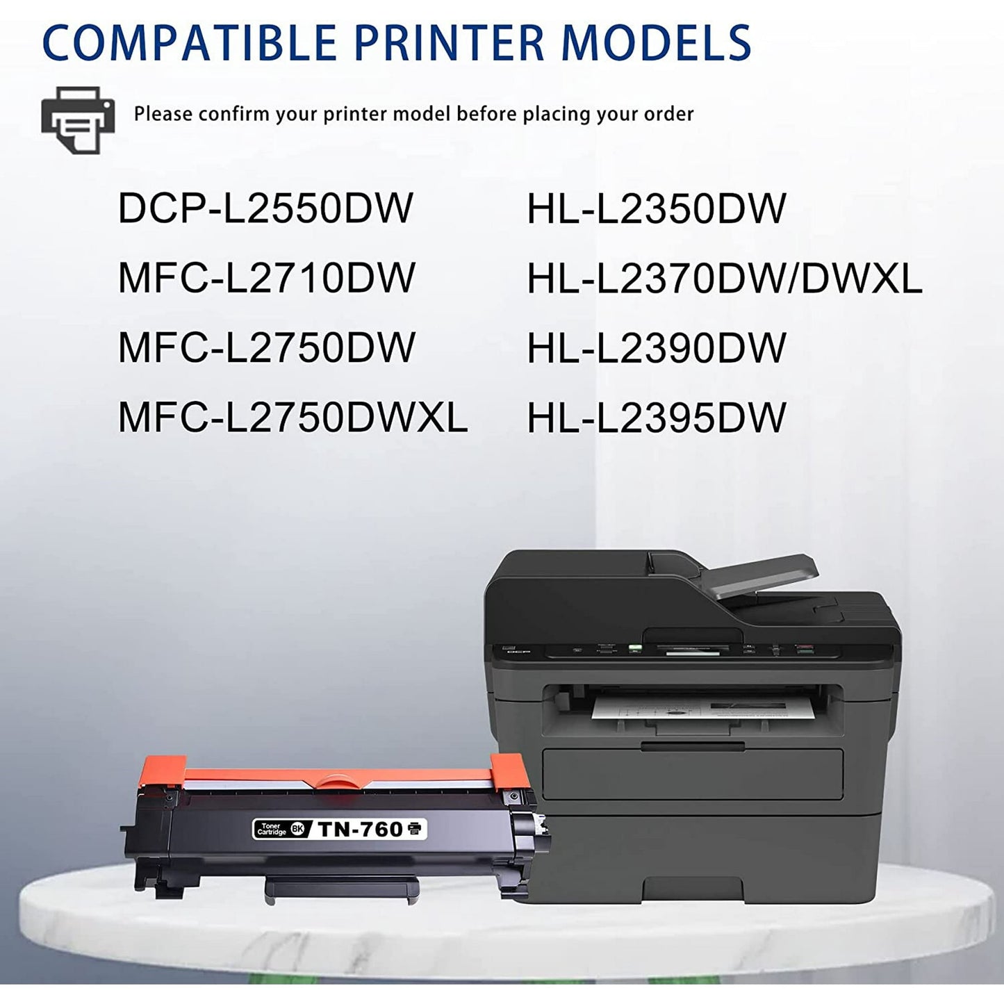 TN 760 TN-760 Toner Replacement for Brother TN760 TN730 Toner Cartridge for MFC-L2710DW MFC-L2760DW L2750DW&nbsp;HL-L2350DW HL-L2390DW HL-L2395DW HL-L2370DW Printer (Black,3 Pack)