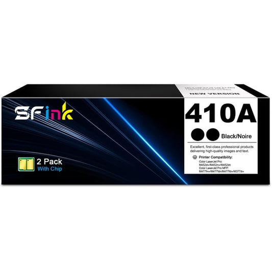 410A Black Toner Cartridges Compatible for HP410A CF410A for Color LaserJet Pro MFP M477fnw M477fdn M477fdw M377dw, Color LaserJet Pro M452dw M452nw M452dn Printer 2-Pack