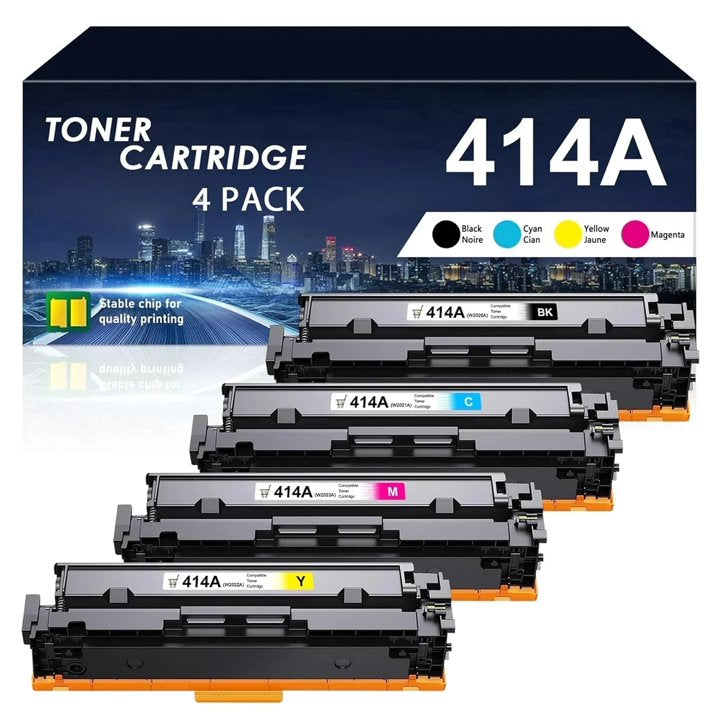 414A Toner Cartridges (with Chip) Compatible for 414A W2020A 414X W2020X Color Pro MFP M479fdw M454dw M454dn M479fdn Printer Ink (Black Cyan Magenta Yellow, 4-Pack)