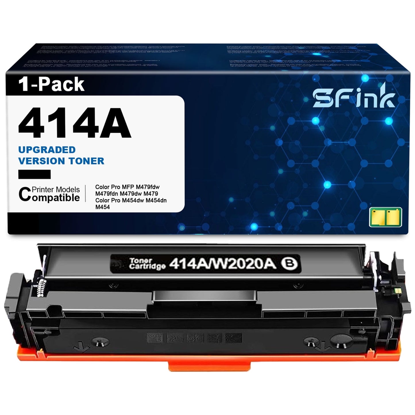 414A W2020A Toner Cartridges (with Chip) Compatible for HP 414A 414X Toner Cartridge for Color Laserjet Pro MFP M479fdw M479fdn M479dw M454dw M454dn M479 Printer Ink (1BK)