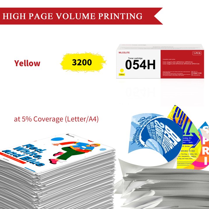 054H CRG 054H Toner Replacement for Canon 054H Toner Cartridge for LBP623Cdw MF644cdw MF641Cdw Printer (Yellow)