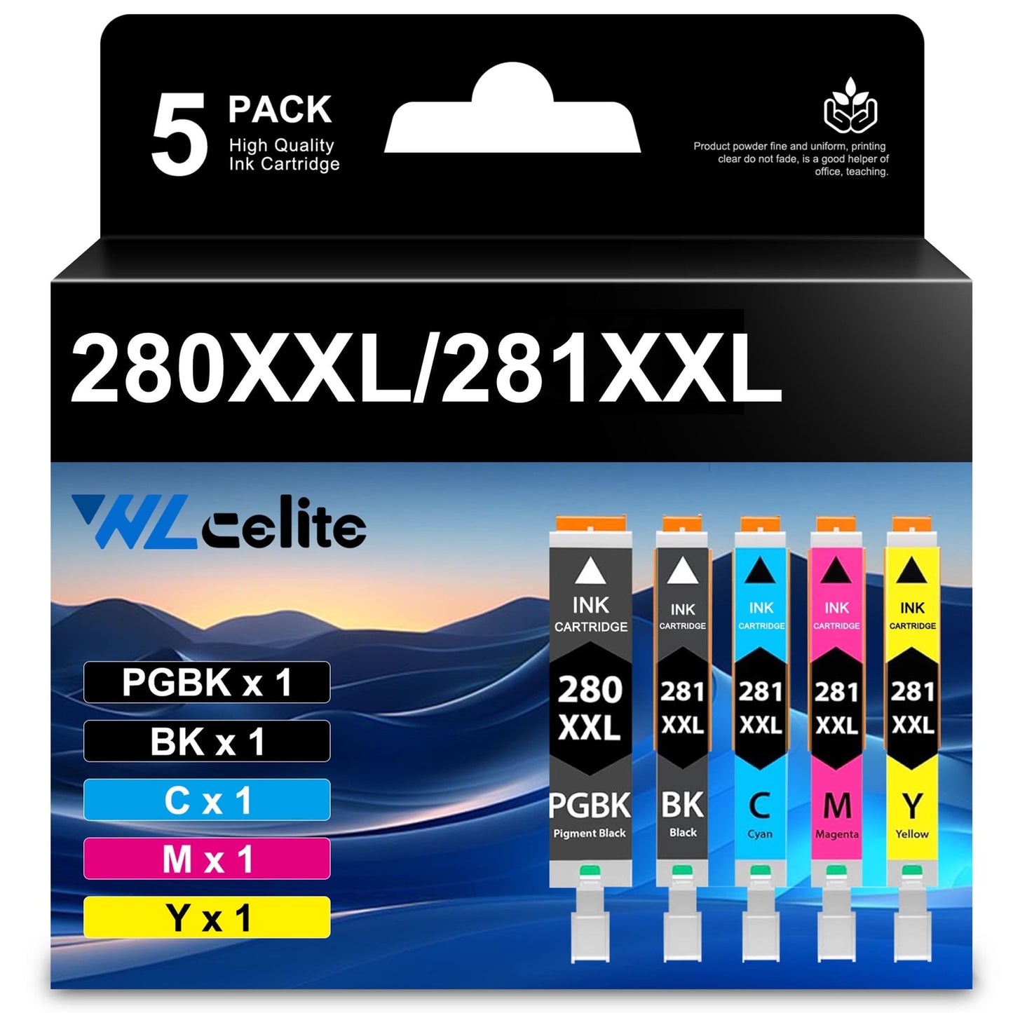 5 Pack 280 281 Ink Cartridge Replacement for Canon PGI-280XXL 281XXL Printer ink