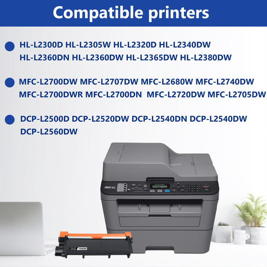 TN660 TN630 Toner Cartridge High Yield 4-Pack Black Compatible for Brother TN-660 TN 660 TN 630 for HL-L2320D HL-L2380DW MFC-L2740DW Printer
