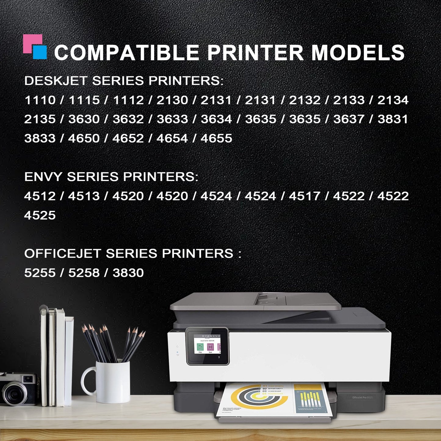 63XL Ink Cartridge Compatible for HP 63 Ink Cartridges for Officejet 3830 45200 5255 Deskjet 1112 3630 Printer( Black Tri-Color)